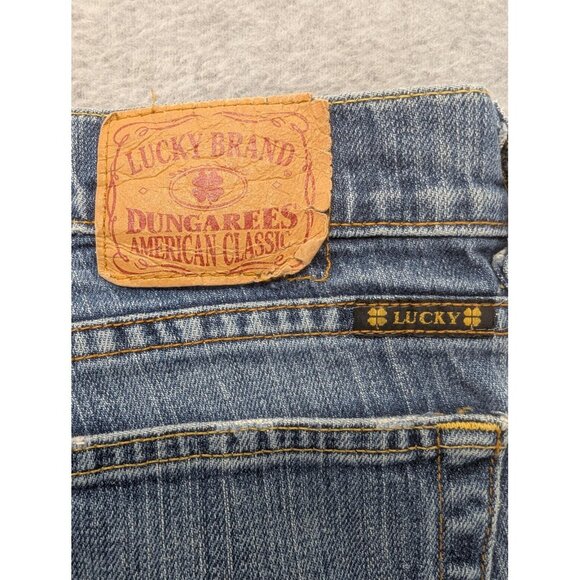 Lucky Brand Jeans Womens 6 28 Blue Sundown Jean Dungarees Flare Distressed USA - Picture 12 of 16